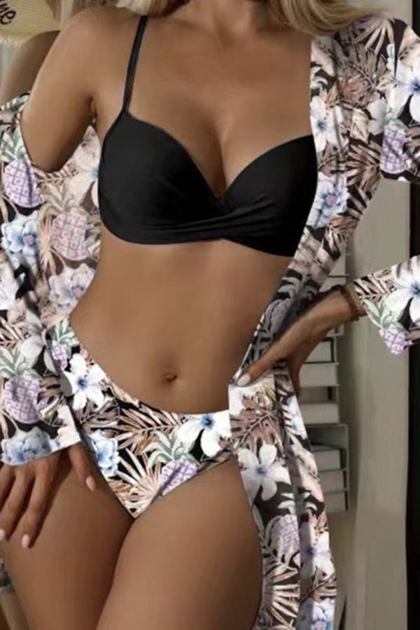 Nélida® | Tropical Print Wrap Underwire Bikini With Cover-Up