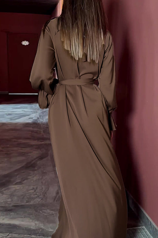 Ainhoa | Elegant solid color bandage dresses with half turtleneck and A-line
