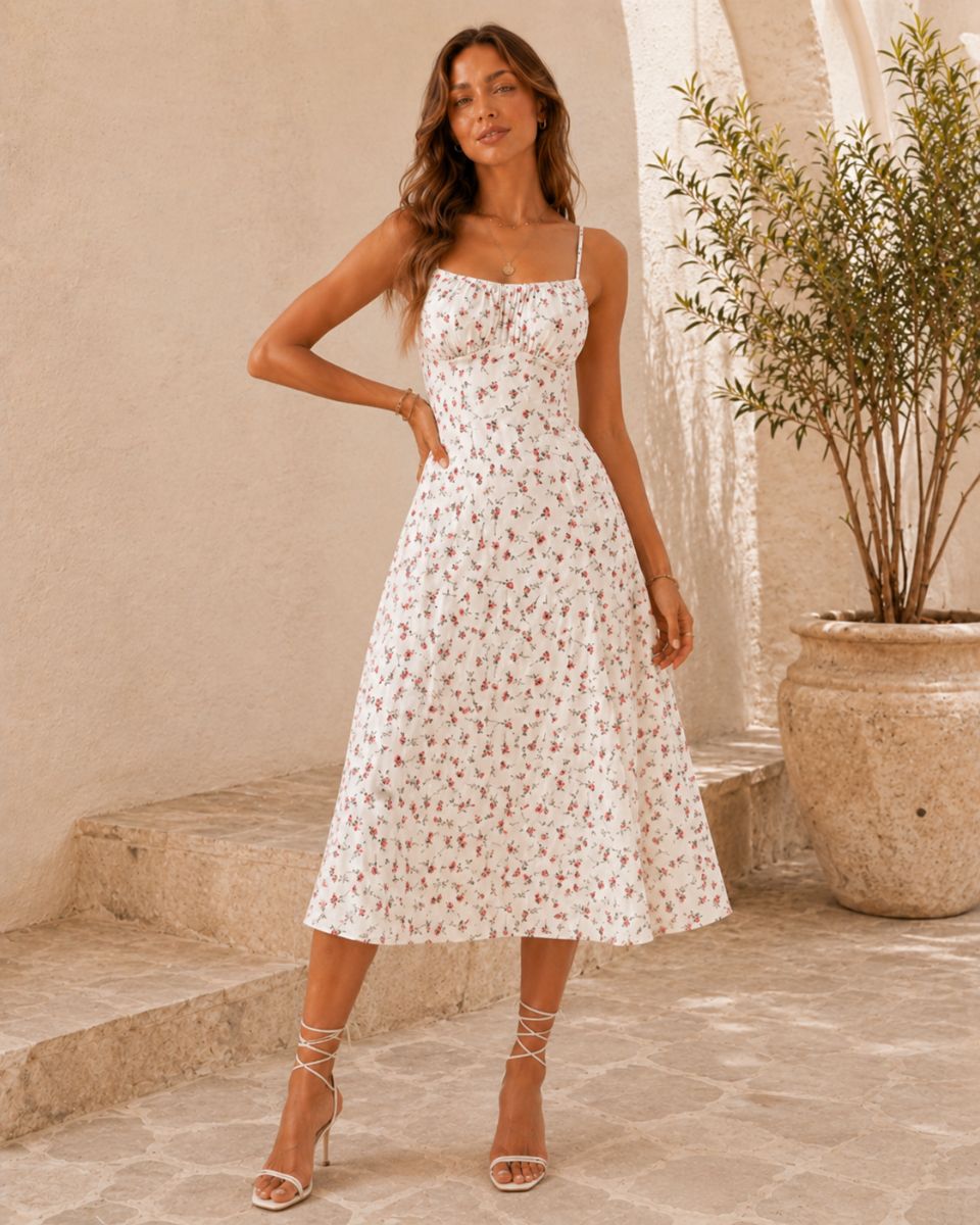 Laura Polka Split Midi Dress