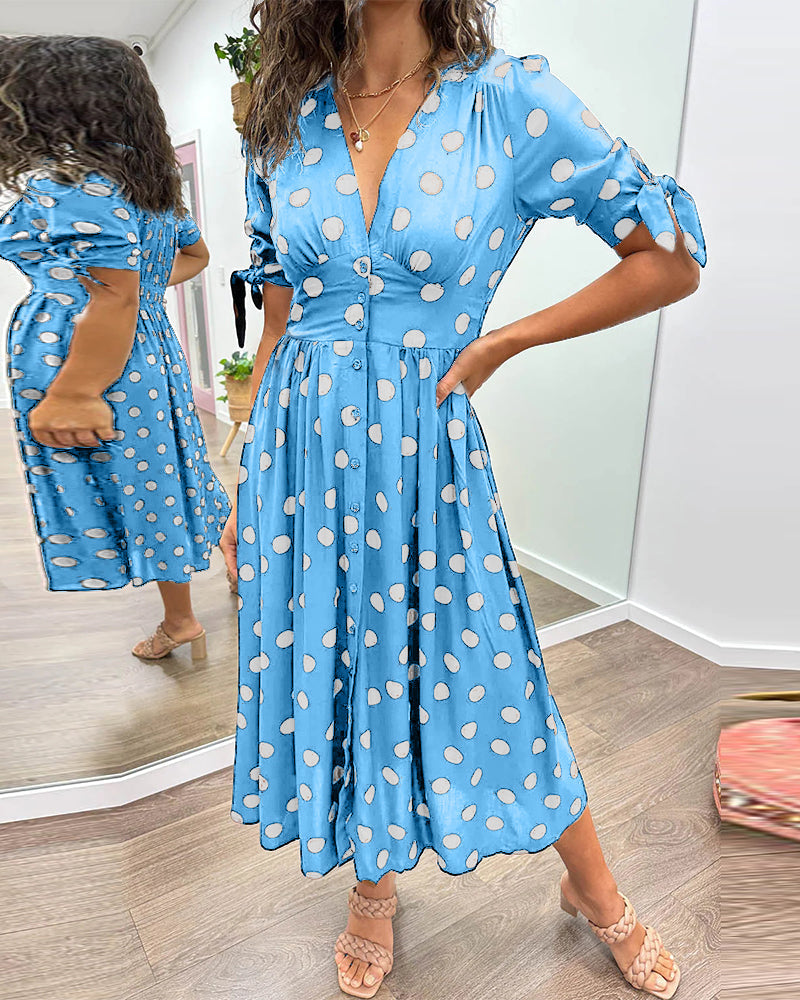 Soledad® | V-Neck Dress With Polka Dots