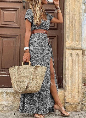 Zahira® | Women'S Floral Maxi Dress With High Side Slit