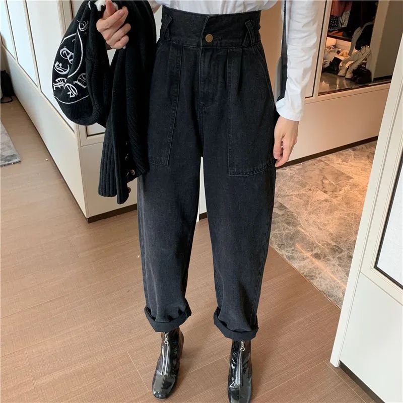 Retro High-Waist Wide-Leg Denim Pants