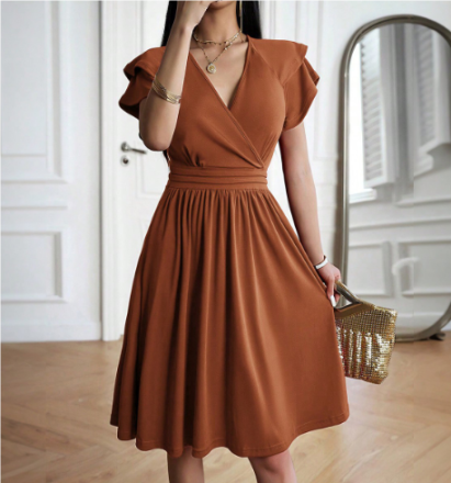 Zita® | Elegant Loose Short-Sleeved Dress With Ruffle