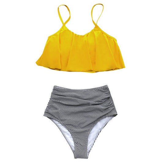 Kizkitza® | Bikini With Ruffled Top And High Waist Bikini Bottom