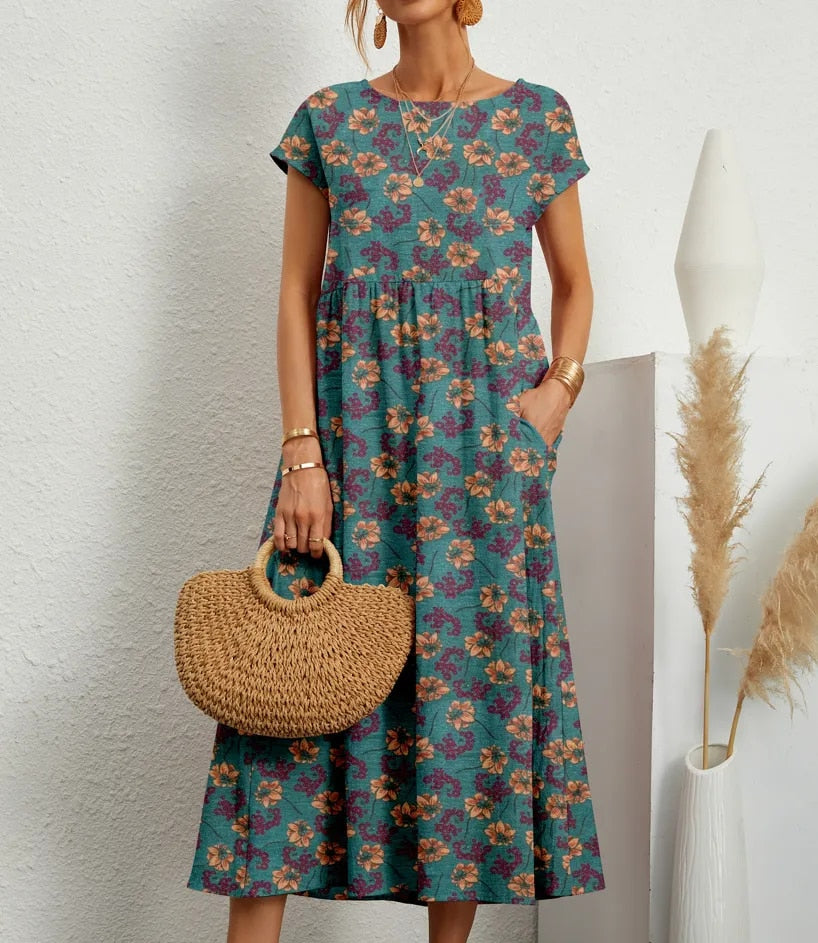 Nicole® | Long Cotton Summer Dress, Elegant And Comfortable