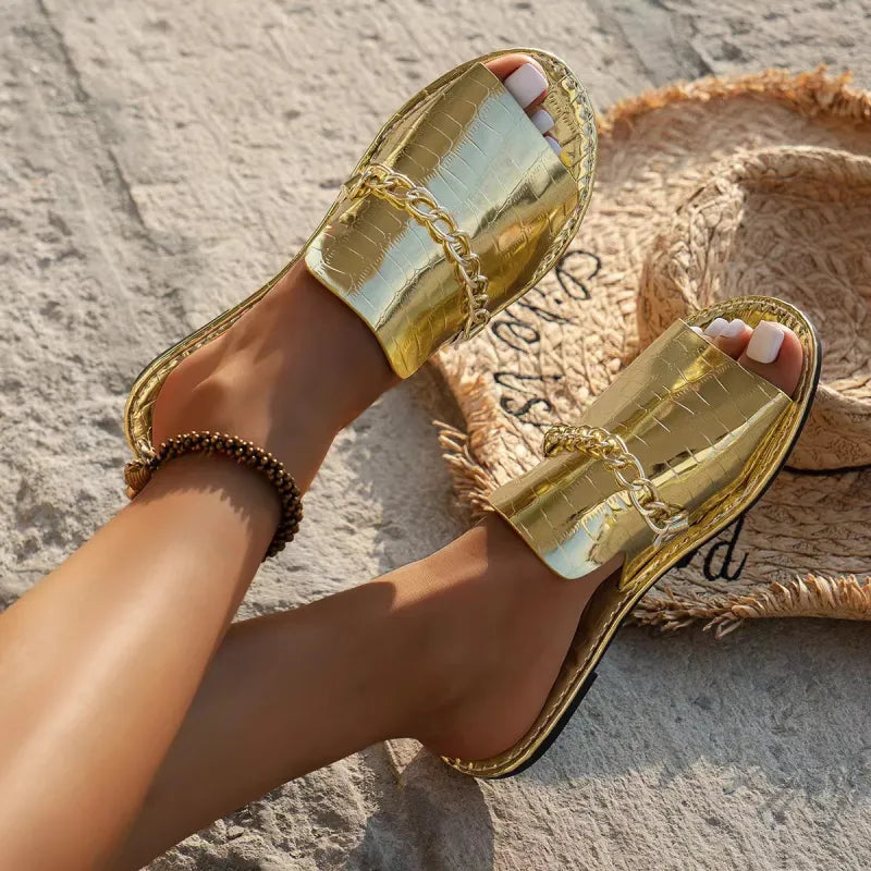 Alina | Women’s Fish Mouth Flat Sandals