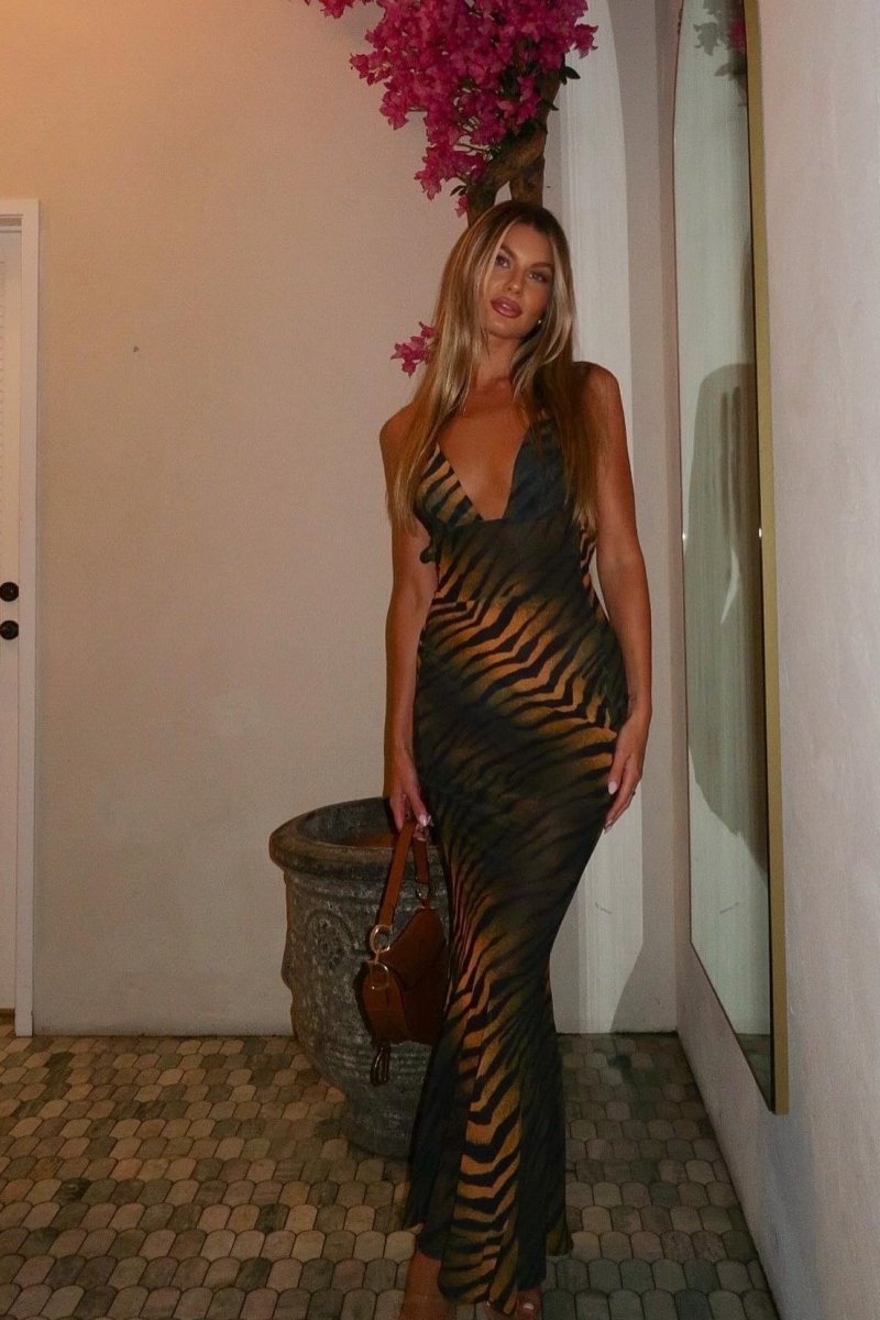 Maria Elena® | Printed slip maxi dress with open back