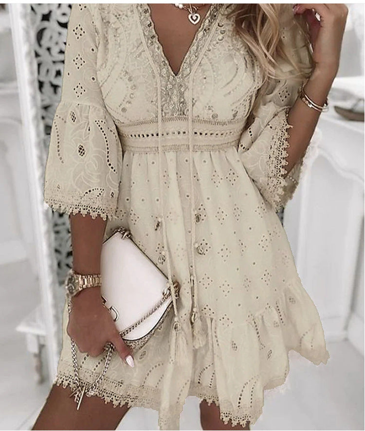 Natalia® | Boho Lace Short Dress