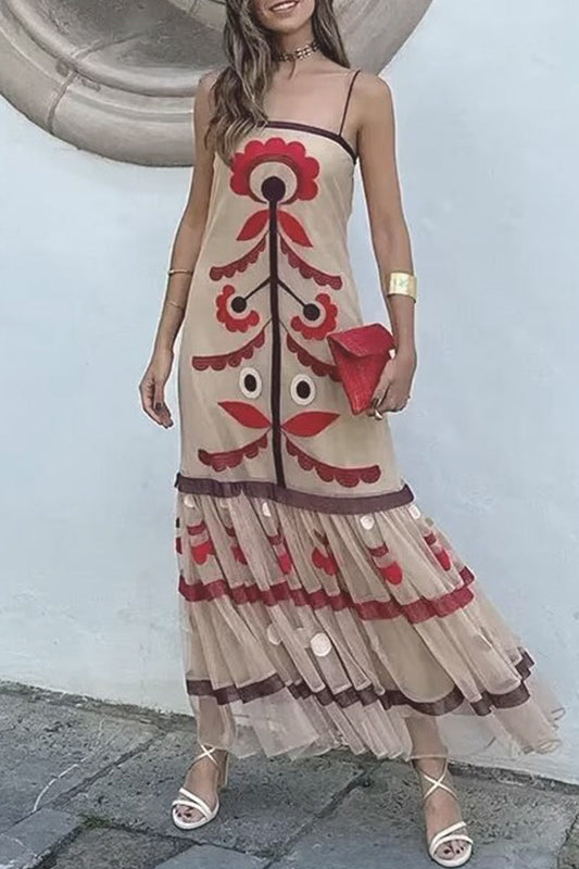 Camila® | Sexy vintage style patchwork sling dresses with geometric print