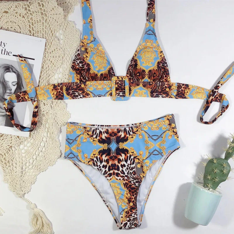 Iris | Chic Halter Print Two-Piece Bikini