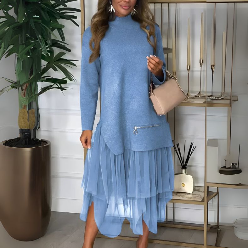 Fiona  | Sophisticated women's midi dress with transparent layers