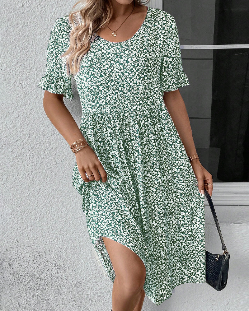 Matilde® | Elegant Round Neck Dress With Floral Print