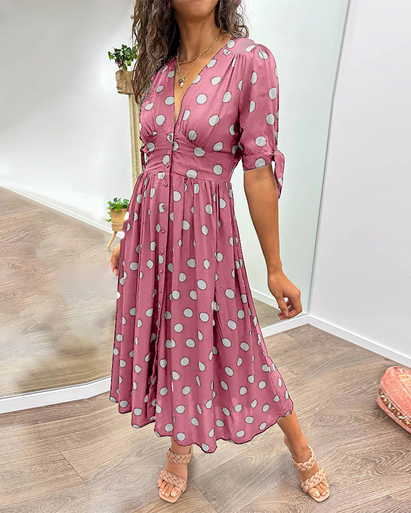 Soledad® | V-Neck Dress With Polka Dots