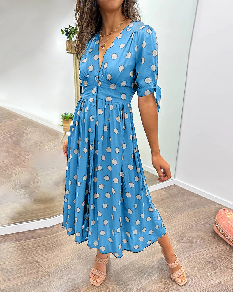 Soledad® | V-Neck Dress With Polka Dots
