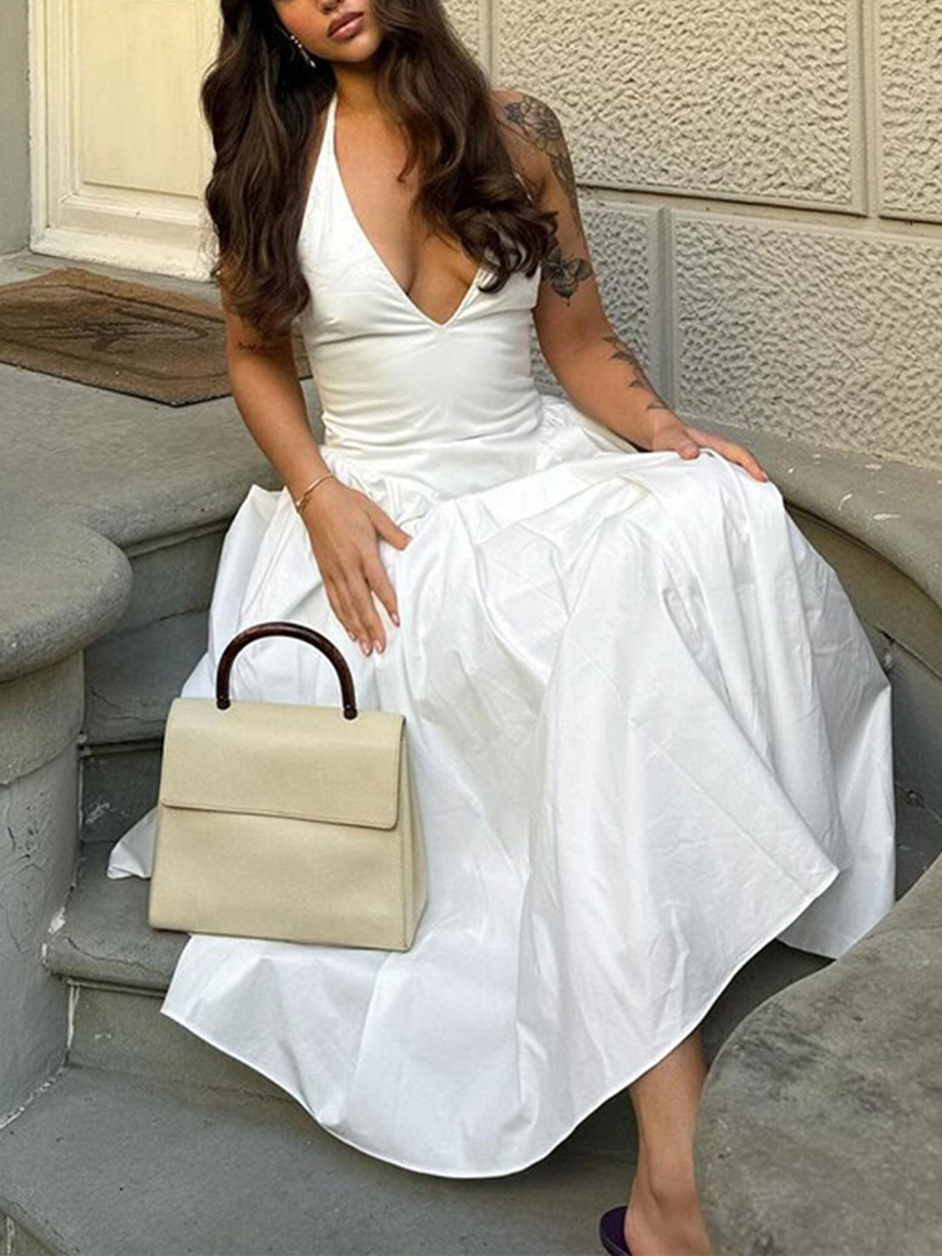 Naomi® | Midi Dress With Deep V-Neck