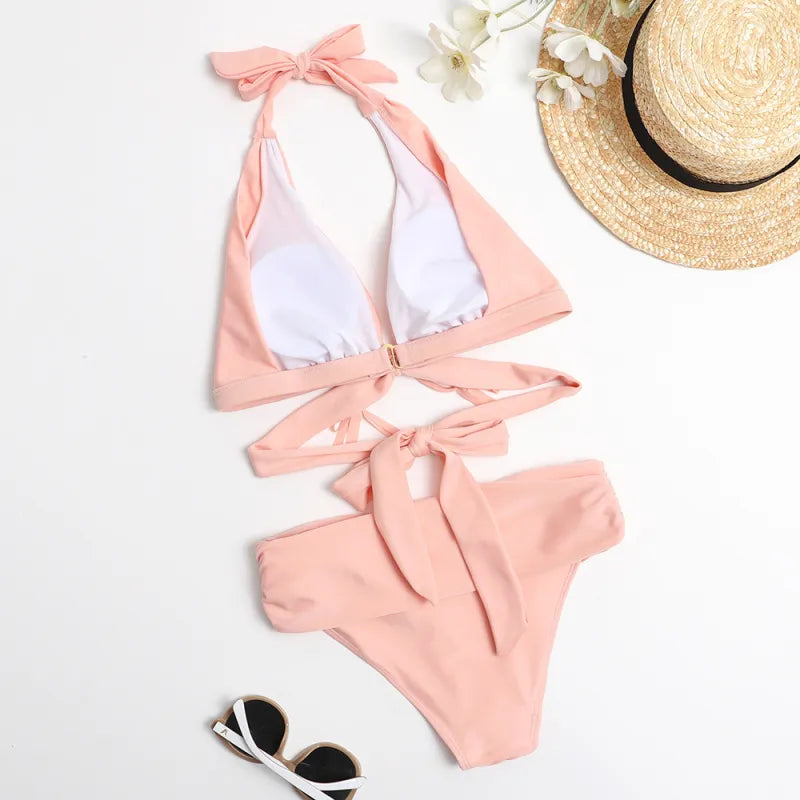 Celeste | Women High-Waisted Split Bikini – Summer Swimwear