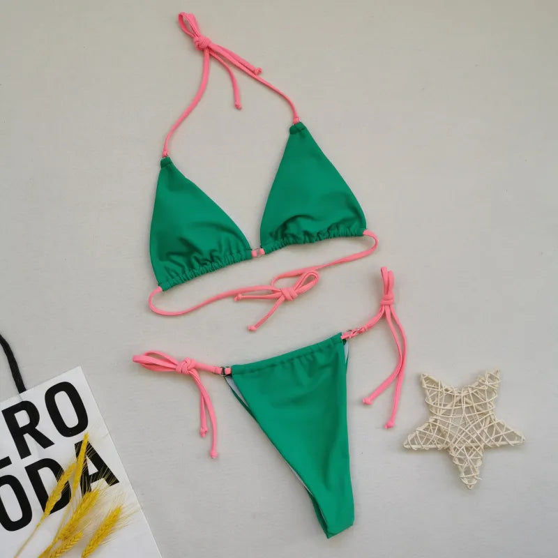 Gianna | Women’s Sexy Multicolor Bikini Set with Halter Tie