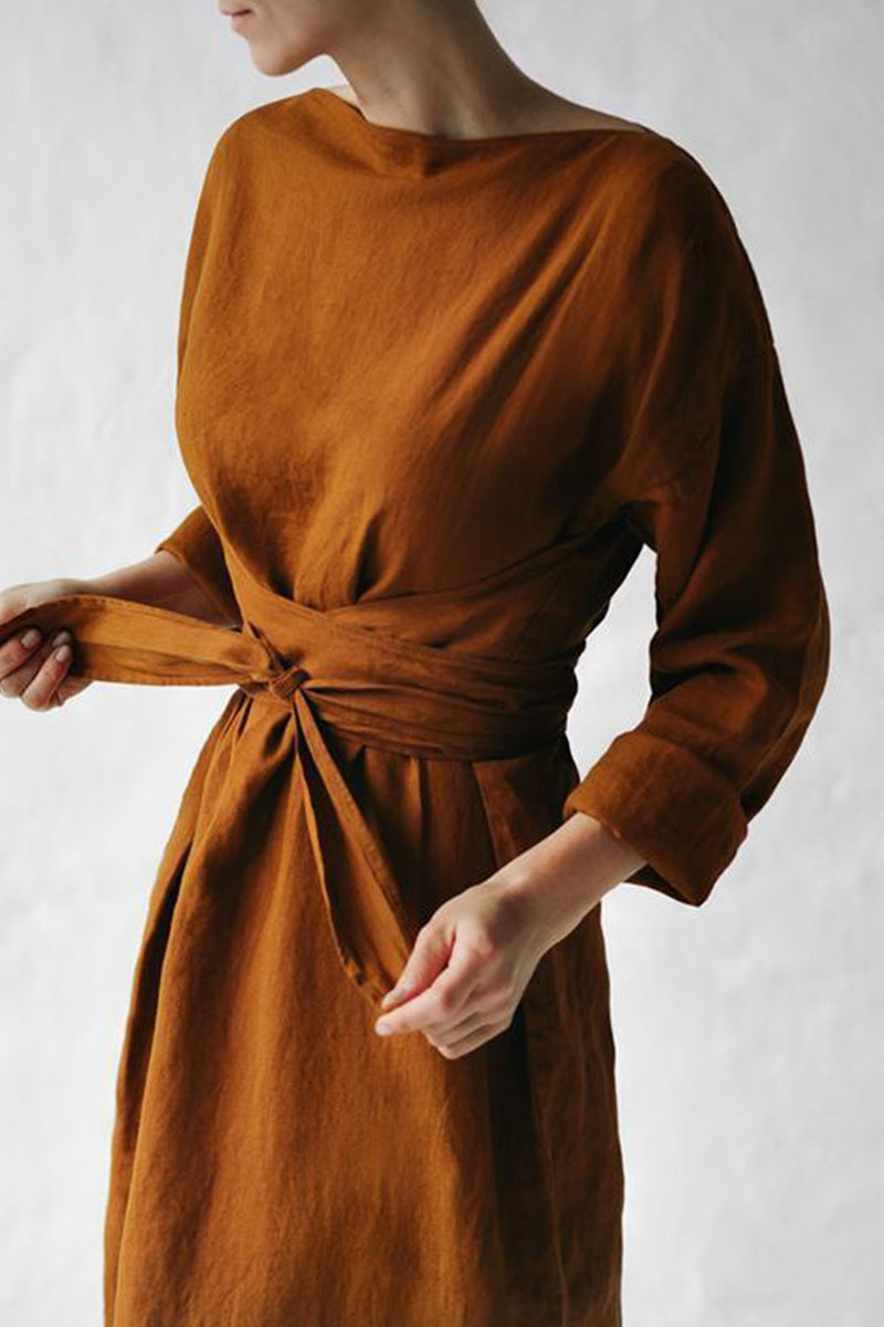 Anastasia | Casual dresses with fixed frenulum O-neck and one-tier skirt