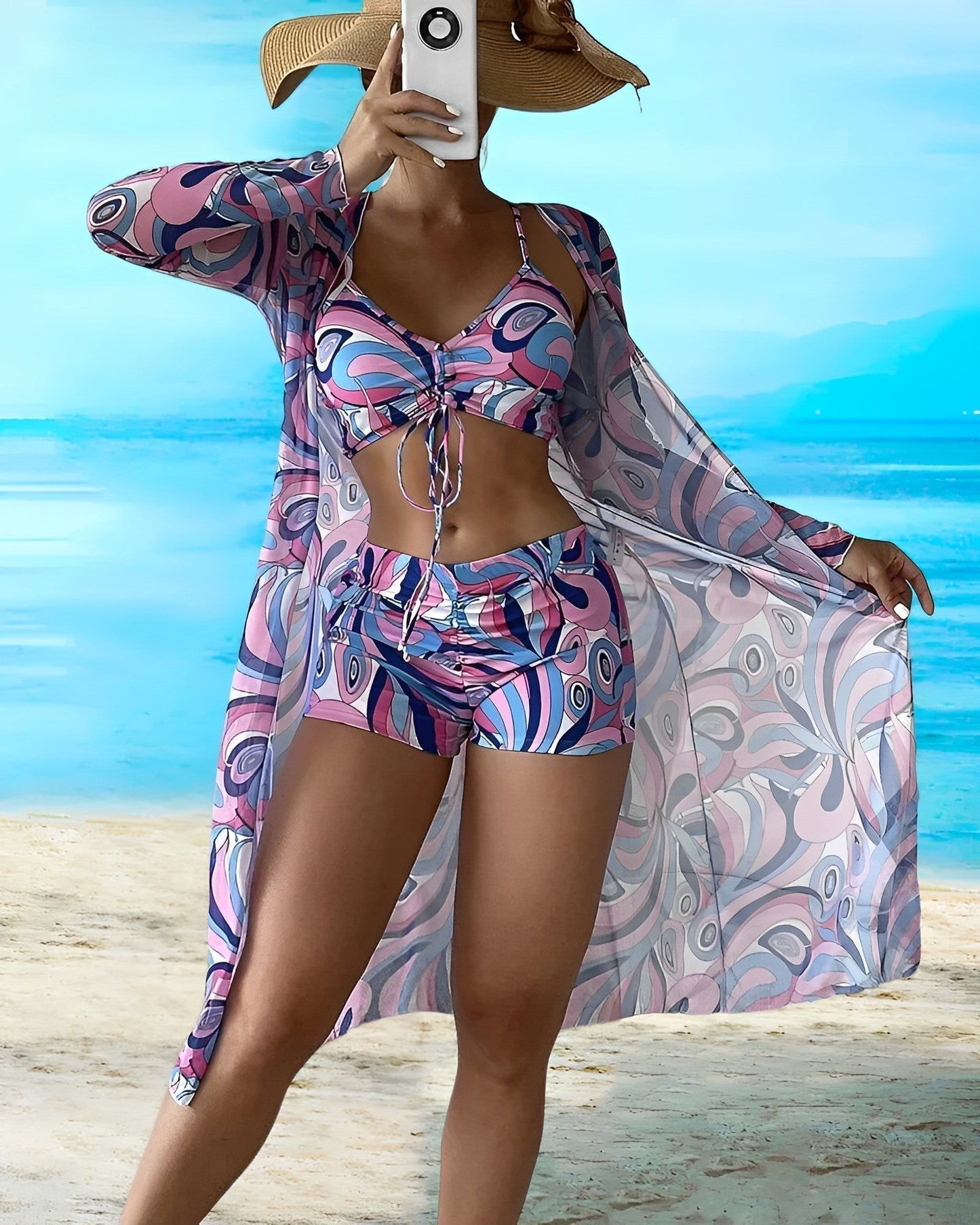 Bordesley® | Stylish 3 Piece Floral Print Bikini Set
