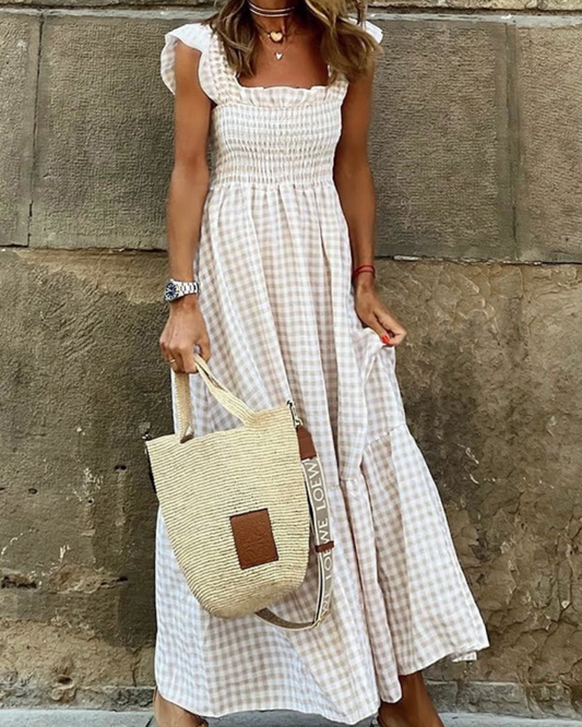 Hope® | Elegant Sleeveless Plaid Maxi Dress