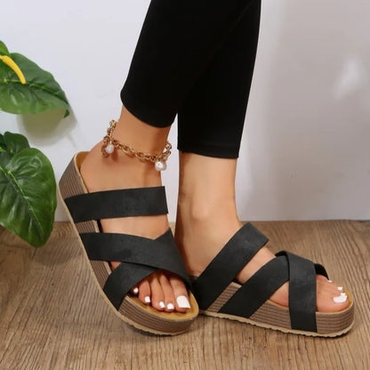 Amara | Women’s Cross-Strap Flat Sandals