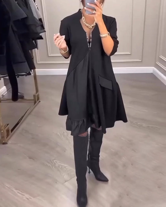 Giulia | Artistic V-neck dress with long sleeves