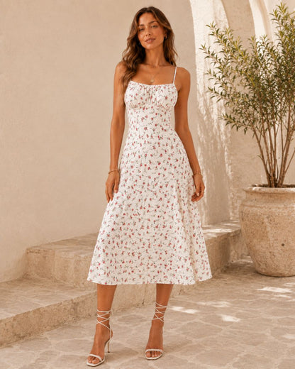 Laura Polka Split Midi Dress