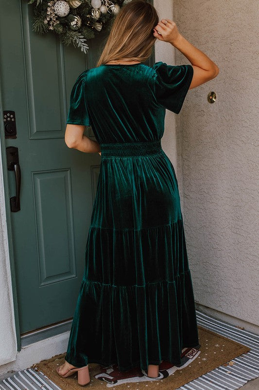 Paula® | Women's maxi dress with short sleeves and ruched waist