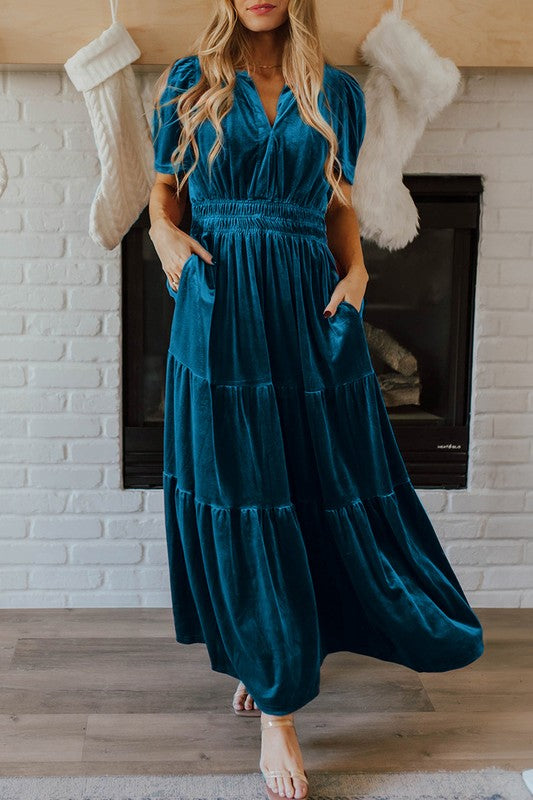 Paula® | Women's maxi dress with short sleeves and ruched waist