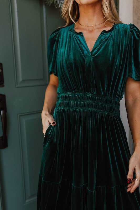 Paula® | Women's maxi dress with short sleeves and ruched waist