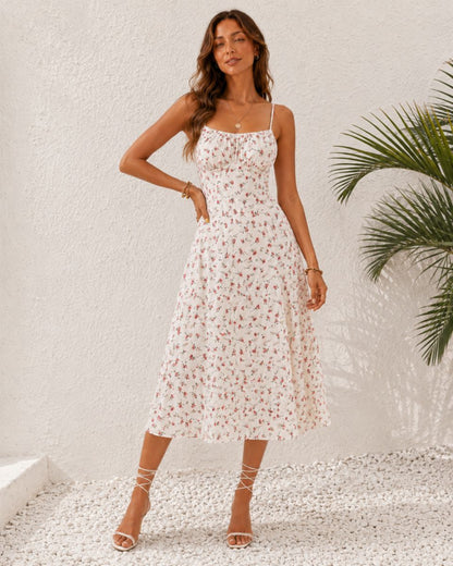 Laura Polka Split Midi Dress