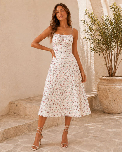 Laura Polka Split Midi Dress