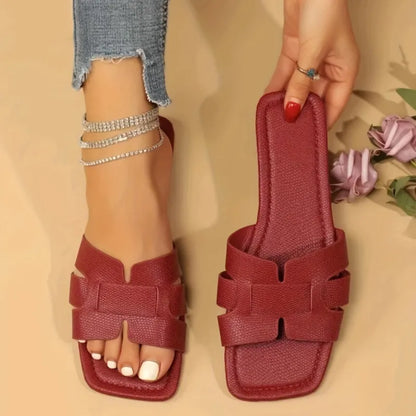 Isla | Summer Square Toe Slide Sandals