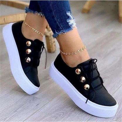 Clara | Lace-up Flats Rivet Casual Shoes