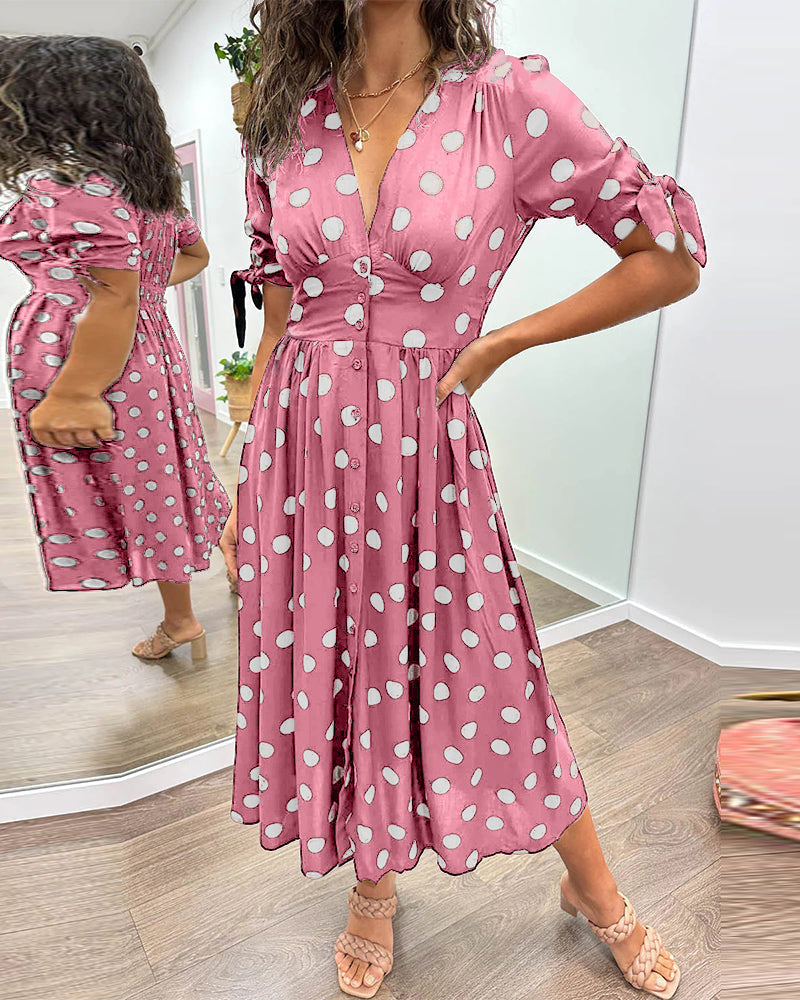 Soledad® | V-Neck Dress With Polka Dots
