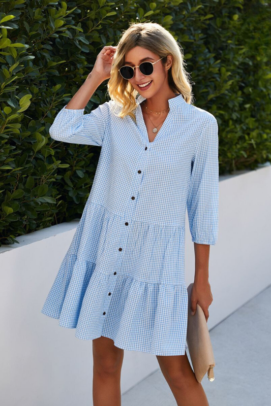 Silvia® | Checked V-Neck Dress