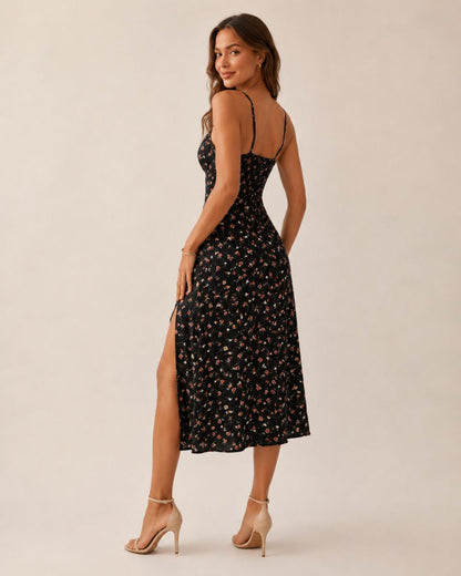 Laura Polka Split Midi Dress