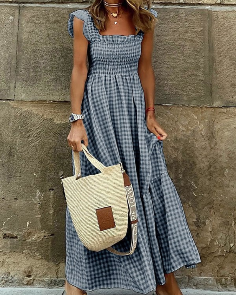 Hope® | Elegant Sleeveless Plaid Maxi Dress