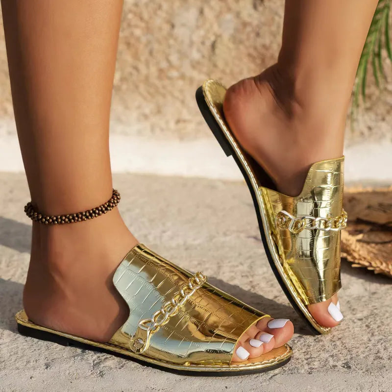 Alina | Women’s Fish Mouth Flat Sandals