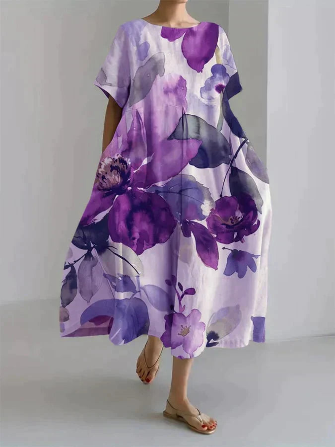 Ada® | Women'S Loose Dress With Botanical Floral Print