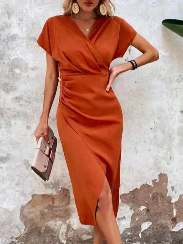 Abigail® | Chic midi dress with a V-neck