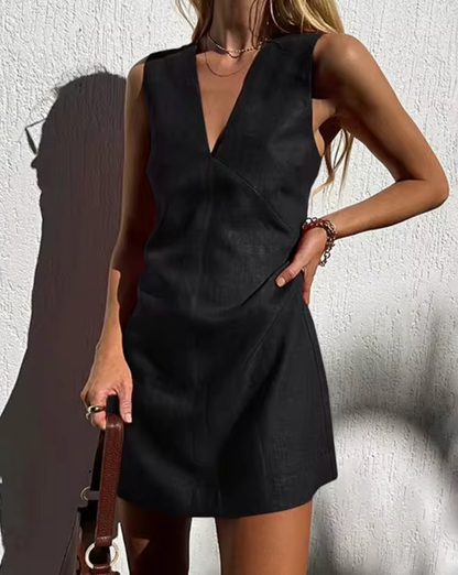 Angelina® | Sleeveless Linen Mini Dress