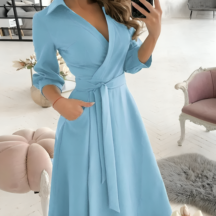 Sofia® | Elegant long-sleeved dress with a V-neck