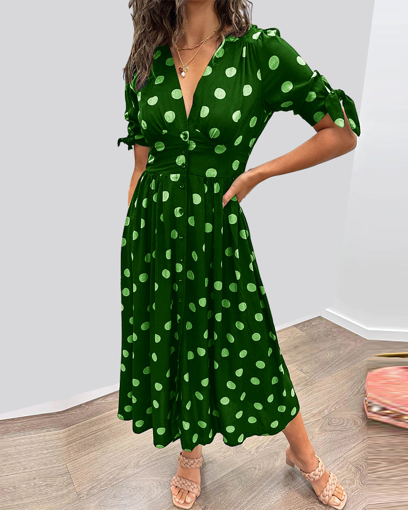 Soledad® | V-Neck Dress With Polka Dots