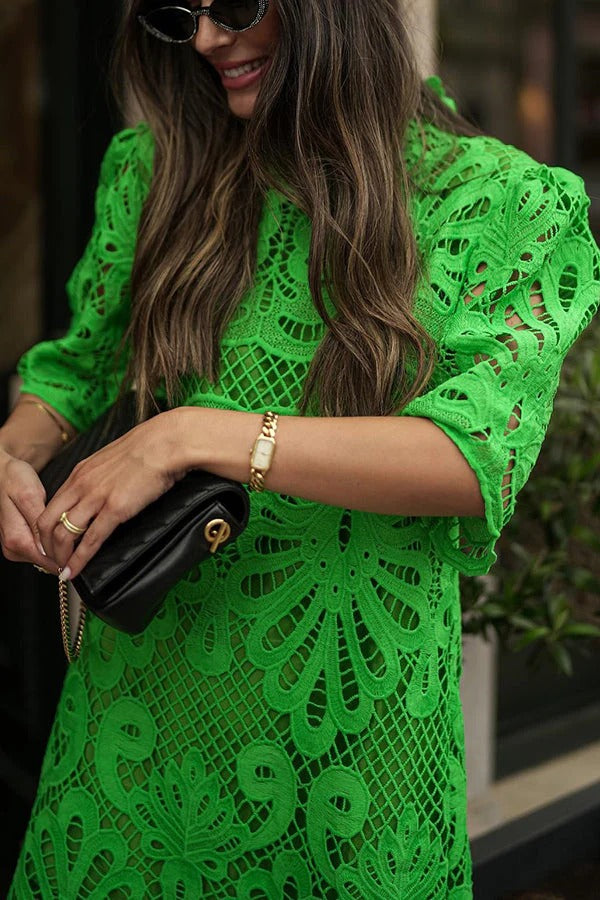 Fiorella® | Reason To Smile crochet lace mini dress