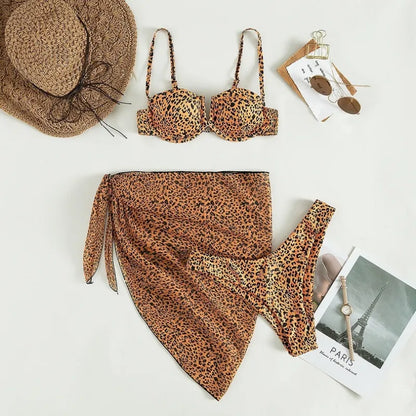 Savannah | Floral 3-Piece Bikini Set with Cover-Up Dress