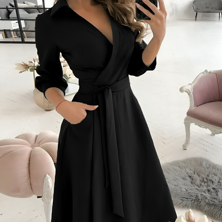 Sofia® | Elegant long-sleeved dress with a V-neck