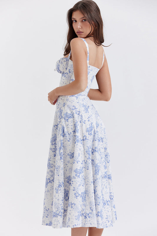 Juniper® | Women's Spring Summer Strap Vintage Tight Corset Midi Elegant Dress