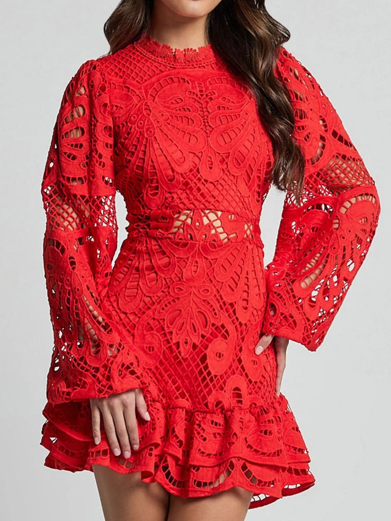 Sara® | Elegant Long-Sleeved Lace Mini Dress