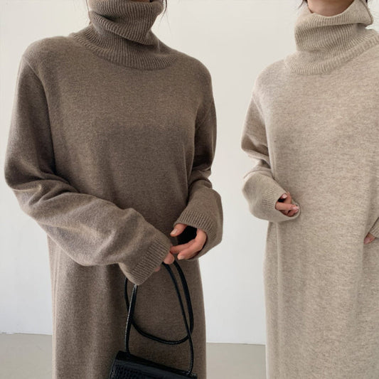 Alba® | Warm sweater dress with long sleeves and stand-up collar